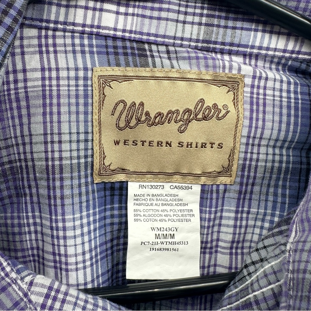 Wrangler | Men’s M Medium Plaid Pearl Snap Long Sleeve Shirt Western Rodeo - Picture 4 of 11